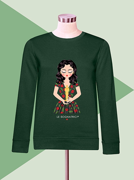 Felpa Verde Scuro - Sognatrice Anna Magnani