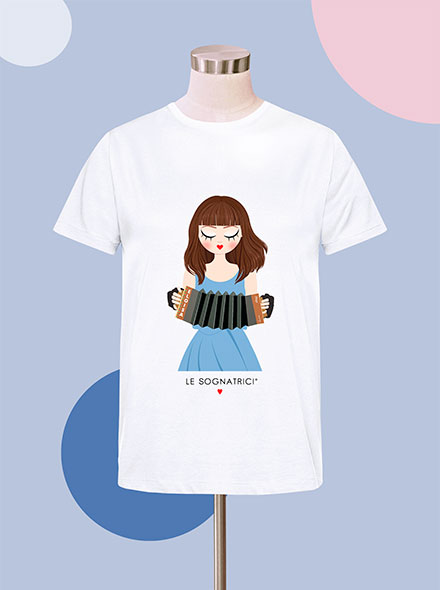 T-shirt  - Bianca - Bianco - Sognatrice Eloisa Concertina