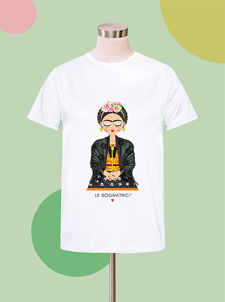 T-shirt  - Bianca - Bianco - Sognatrice Frida Corazon Feliz