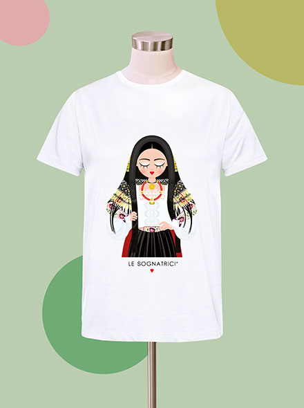 T-shirt  - Bianca - Bianco - Sognatrice di Oliena