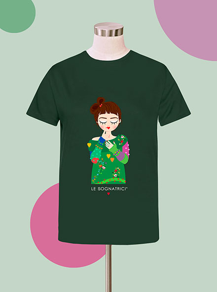 T-shirt - Verde Scuro - Sognatrice Dammi un bacio