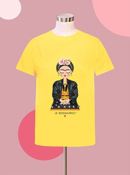 T-shirt Mia - Frida Corazon Feliz - Giallo