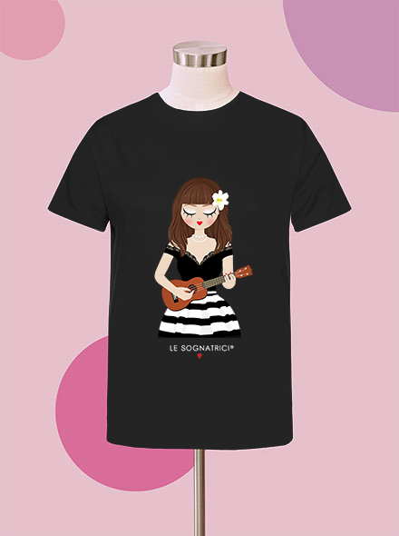 T-shirt - Nera - Sognatrice Eloisa ukulele