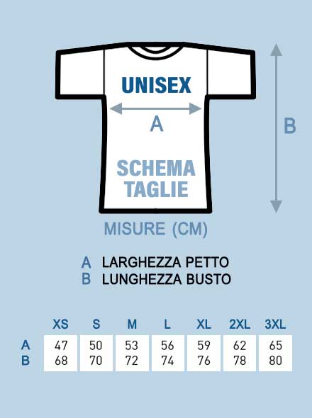 Schema taglie T-shirt Mia - Unisex